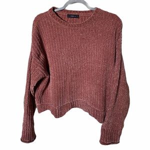 ZARA Women's Knit Chenille Sweater Scalloped Hem Size Large